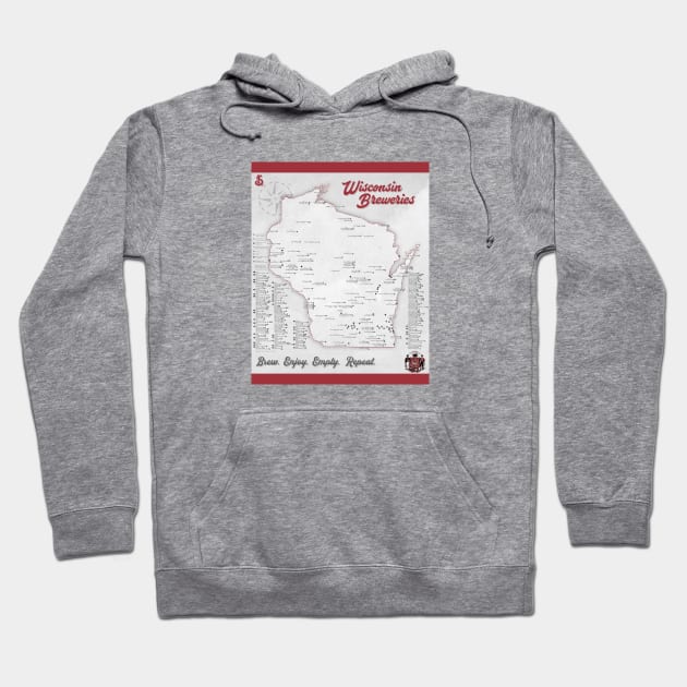 Wisconsin Breweries Map Hoodie by LakesideGear